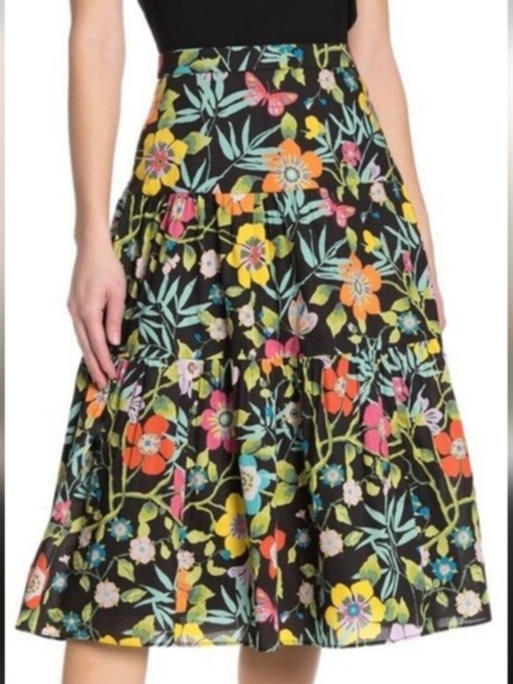 J.Crew x Liberty London Tiered Floral Pavillion Midi Skirt Size 4 Cottagecore
